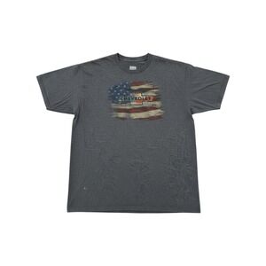 Chevrolet Graphic Tee Mens XL Charcoal Gray Good Distressed American Flag Logo